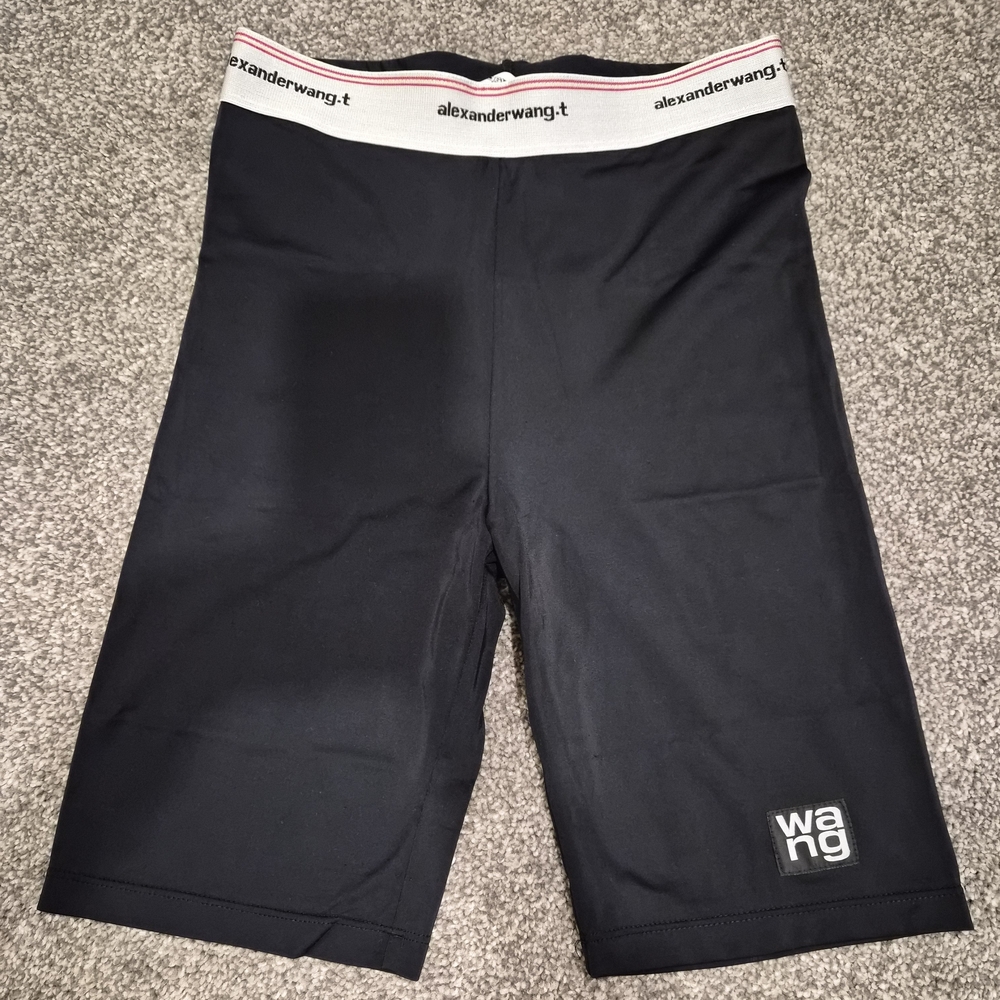 Alexander Wang Black and White Logo Waistband Bike Shorts